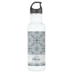 Personalisiert geflorale Harmonie Gray Mandala Edelstahlflasche