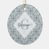 Personalisiert geflorale Harmonie Gray Mandala Keramik Ornament (Links)
