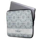Personalisiert geflorale Harmonie Gray Mandala Laptopschutzhülle (Vorderseite Links)