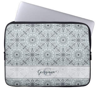 Personalisiert geflorale Harmonie Gray Mandala Laptopschutzhülle