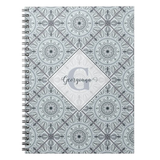 Personalisiert geflorale Harmonie Gray Mandala Notizblock (Vorderseite)