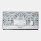Personalisiert geflorale Harmonie Gray Mandala Schreibtischunterlage (Tastatur & Maus)
