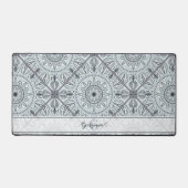 Personalisiert geflorale Harmonie Gray Mandala Schreibtischunterlage (Vorderseite)