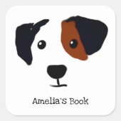Personalisiert gehört dieses Buch zum Hund Quadratischer Aufkleber (Vorderseite)