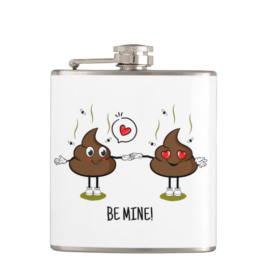 Personalisiert Gekackt Emoji Liebe Couple Flachmann (Vorderseite)