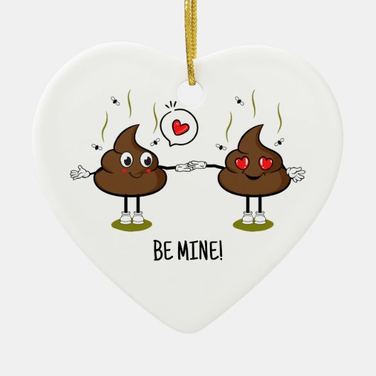 Personalisiert Gekackt Emoji Liebe Couple Keramik Ornament (Vorne)