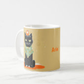 Personalisiert gelangweilte Schwarze Katze Weihnac Kaffeetasse (Vorderseite Links)