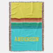 Personalisiert-Gelb-Blau-Multicolor-Streifenmuster Decke (Vorderseite Vertikal)