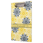 Personalisiert gelb, graue Holzkohle Moderne Blume Klemmbrett (Links)