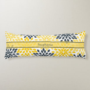 Personalisiert gelb, graue Holzkohle Moderne Blume Seitenschläferkissen