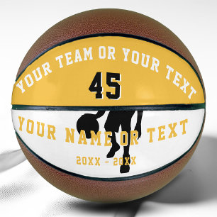 Personalisiert-Gelb-Player-Silhouette-Team-Kinder Basketball