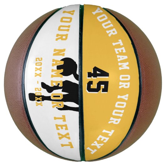 Personalisiert-Gelb-Player-Silhouette-Team-Kinder Basketball (Vertikal)