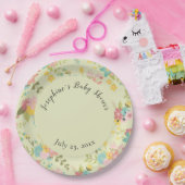 Personalisiert-gelb-rosa-grüne Floralien Pappteller (Party)