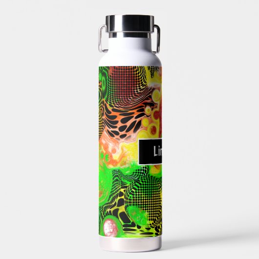 Personalisiert Gelb, Schwarz, Zitronengrün Kunst Trinkflasche (Vorne)