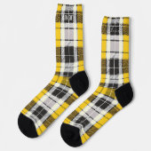 Personalisiert Gelb und Schwarzer Tartan - Kariert Socken (Linkes Detail)