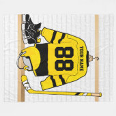 Personalisiert Gelb und Schwarzes Eishockey Jersey Fleecedecke (Vorderseite (Horizontal))