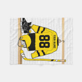 Personalisiert Gelb und Schwarzes Eishockey Jersey Fleecedecke (Vorderseite (Horizontal))