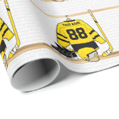 Personalisiert Gelb und Schwarzes Eishockey Jersey Geschenkpapier (Rolleneckpunkt)