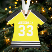 Personalisiert Gelb und Schwarzes Hockey Jersey Ornament