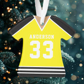 Personalisiert Gelb und Schwarzes Hockey Jersey Ornament