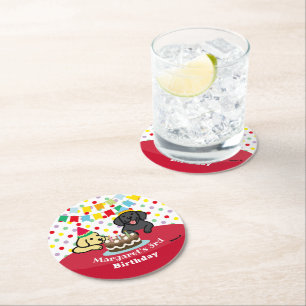 Personalisiert-Gelb- und Schwarzmarkierungen zum G Runder Pappuntersetzer