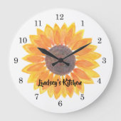 Personalisiert Gelbblüte Große Wanduhr (Vorderseite)