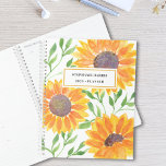 Personalisiert Gelbblüte Planer<br><div class="desc">Dieser einzigartige Planner ist mit gelben Aquarellblumen und grünen Blätter auf weißem Hintergrund dekoriert. Einfach mit Ihrem Namen und Jahr anpassbar. Original Wasserfarbe © Michele Davies.</div>