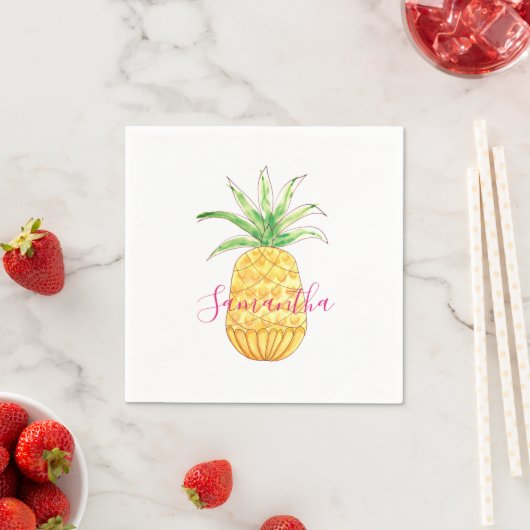 Personalisiert Gelbe Ananas Serviette (Beispiel)