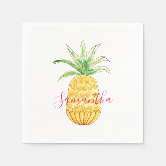 Personalisiert Gelbe Ananas Serviette (Vorderseite)