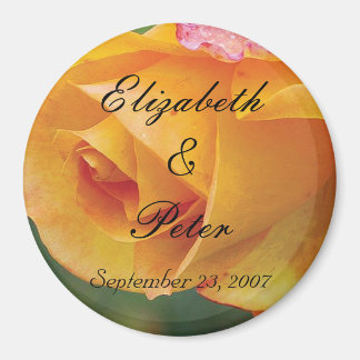 Personalisiert-gelbe Blushing-Rose-Hochzeit Magnet