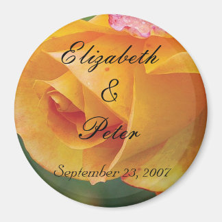 Personalisiert-gelbe Blushing-Rose-Hochzeit Magnet