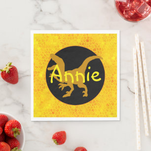 Personalisiert-Gelbe Dinosaurier-Hide Serviette