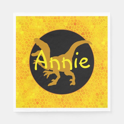 Personalisiert-Gelbe Dinosaurier-Hide Serviette (Vorderseite)