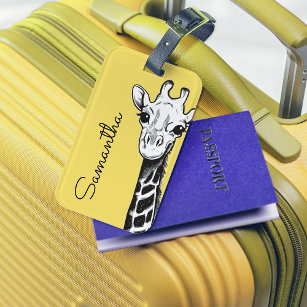 Personalisiert-Gelbe Giraffe Gepäckanhänger