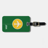 Personalisiert-Gelbe/grüne Flugreise Gepäckanhänger (Vorderseite horizontal)