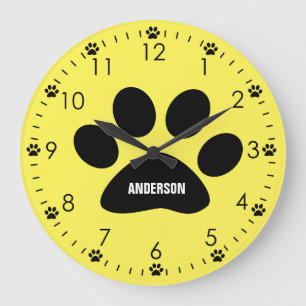 Personalisiert-Gelbe Hundspange Große Wanduhr