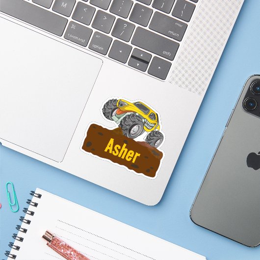 Personalisiert-Gelbe Kfz-Kennzeichnungen Aufkleber (Laptop mit iPhone)