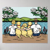 Personalisiert Gelbe Labrador-Familie Blonde Kurz  Poster (Vorne)
