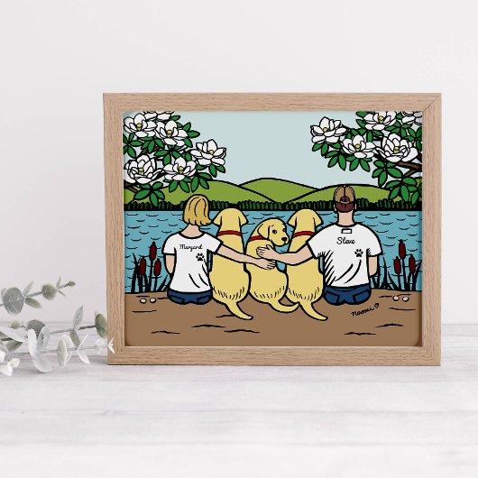 Personalisiert Gelbe Labrador-Familie Blonde Kurz  Poster