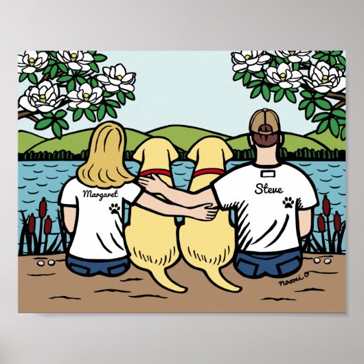 Personalisiert-Gelbe Labrador-Familie Blonde Long Poster (Vorne)