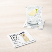 Personalisiert-Gelbe-Labrador-Hochzeit Rechteckiger Pappuntersetzer (Vor Ort)