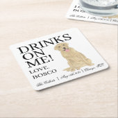 Personalisiert-Gelbe-Labrador-Hochzeit Rechteckiger Pappuntersetzer (angewinkelt)