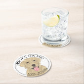 Personalisiert-Gelbe Labrador-Hochzeit Runder Pappuntersetzer (Vor Ort)