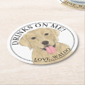 Personalisiert-Gelbe Labrador-Hochzeit Runder Pappuntersetzer (Angewinkelt)