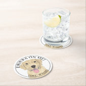 Personalisiert-Gelbe Labrador-Hochzeit Runder Pappuntersetzer (Vor Ort)