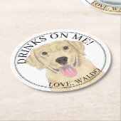 Personalisiert-Gelbe Labrador-Hochzeit Runder Pappuntersetzer (Angewinkelt)