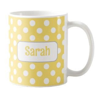 Personalisiert Gelbe Polka Dot Tasse
