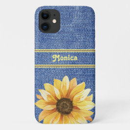 Personalisiert Gelbe Sonnenblume und Denim Case-Mate iPhone Hülle