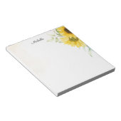 Personalisiert Gelbe Sonnenblume Wasserfarbe Notizblock (angewinkelt)