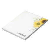 Personalisiert Gelbe Sonnenblume Wasserfarbe Notizblock (Rotiert)